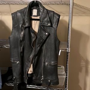 We the Free by Free People Rita Black Distressed Lamb Leather Vest NWT Sz. Large